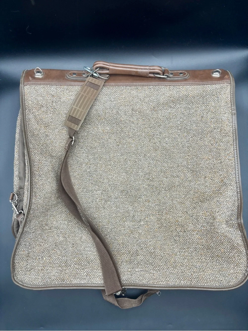 Vintage Jordache Tweed Garment Bag Travel Suit Carrier Large 20